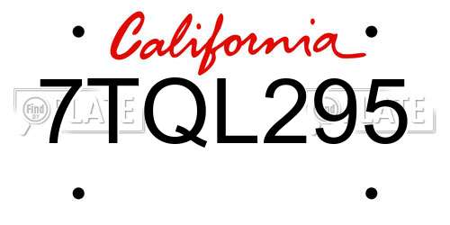 7TQL295 California License Plate