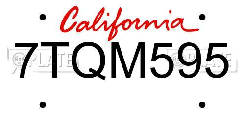 7TQM595 California License Plate