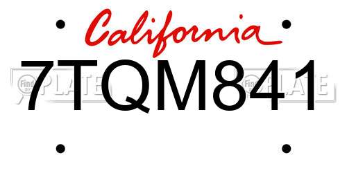 7TQM841 California License Plate