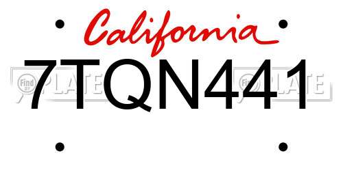7TQN441 California License Plate