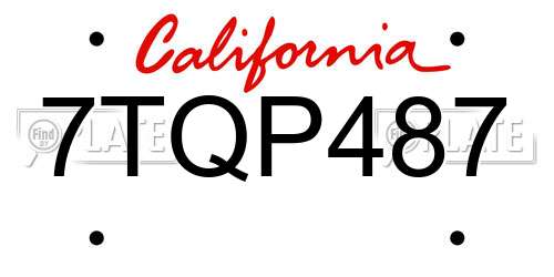 7TQP487 California License Plate