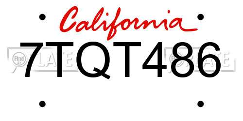 7TQT486 California License Plate