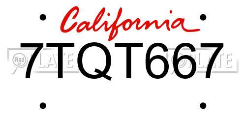 7TQT667 California License Plate