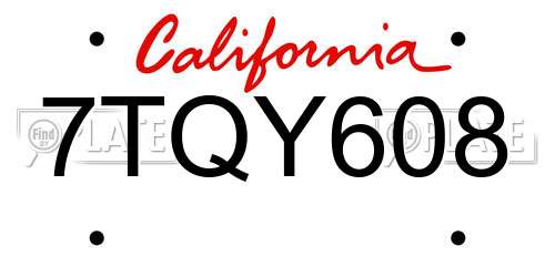 7TQY608 California License Plate