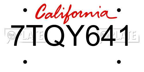 7TQY641 California License Plate