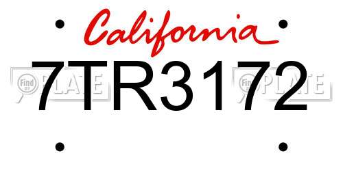 7TR3172 California License Plate