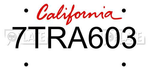 7TRA603 California License Plate