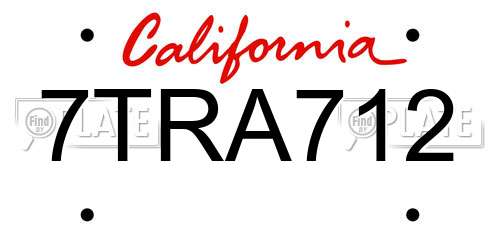 7TRA712 California License Plate