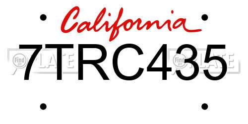 7TRC435 California License Plate