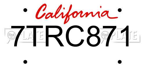 7TRC871 California License Plate