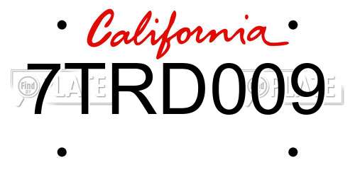 7TRD009 California License Plate