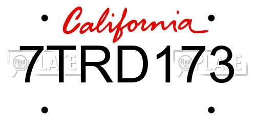 7TRD173 California License Plate