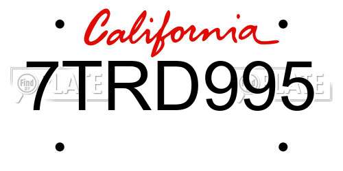 7TRD995 California License Plate
