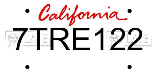 7TRE122 California License Plate