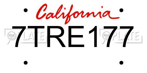 7TRE177 California License Plate