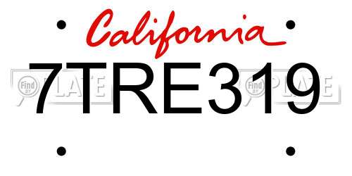 7TRE319 California License Plate