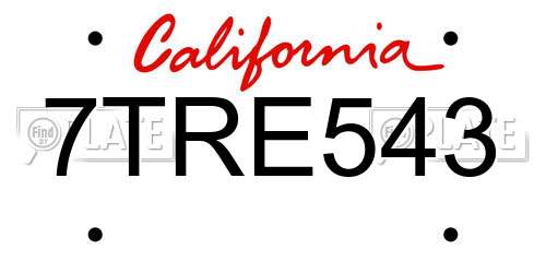 7TRE543 California License Plate
