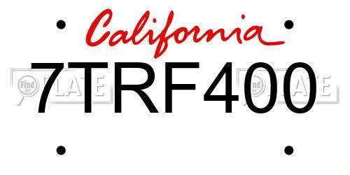 7TRF400 California License Plate