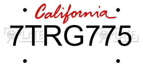 7TRG775 California License Plate