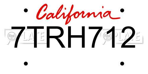 7TRH712 California License Plate