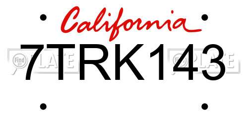 7TRK143 California License Plate