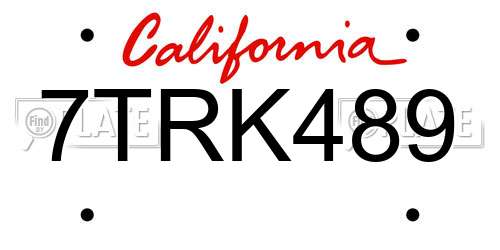 7TRK489 California License Plate