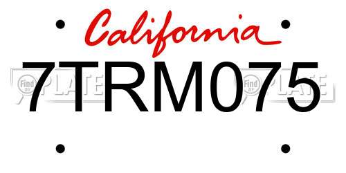 7TRM075 California License Plate