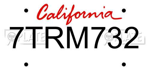 7TRM732 California License Plate
