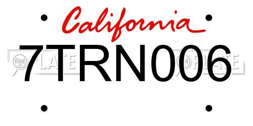 7TRN006 California License Plate