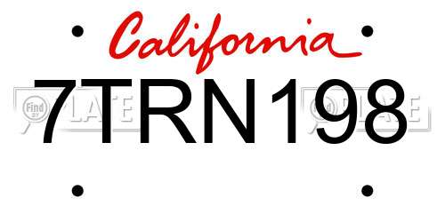 7TRN198 California License Plate