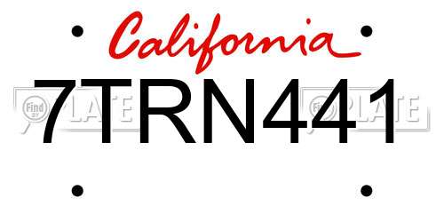 7TRN441 California License Plate