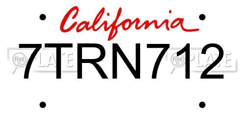 7TRN712 California License Plate