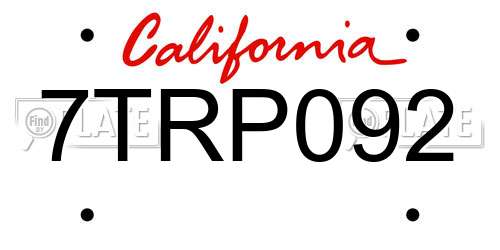 7TRP092 California License Plate