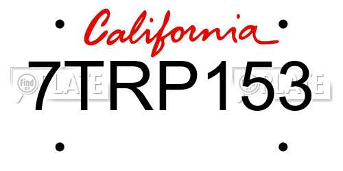 7TRP153 California License Plate