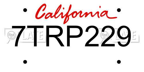 7TRP229 California License Plate