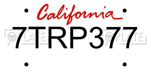 7TRP377 California License Plate