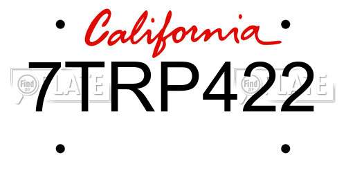 7TRP422 California License Plate