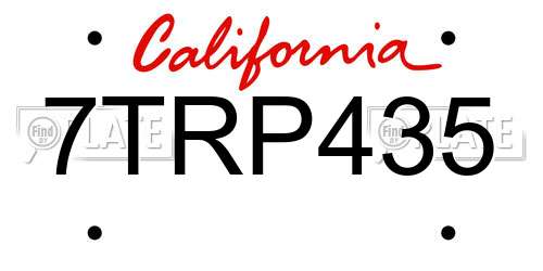 7TRP435 California License Plate
