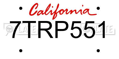 7TRP551 California License Plate