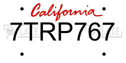 7TRP767 California License Plate