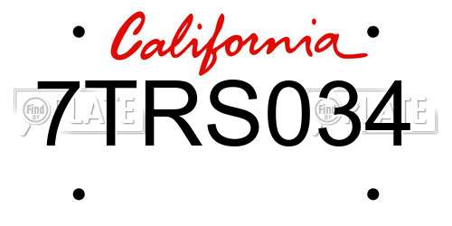 7TRS034 California License Plate