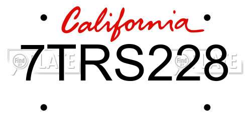 7TRS228 California License Plate