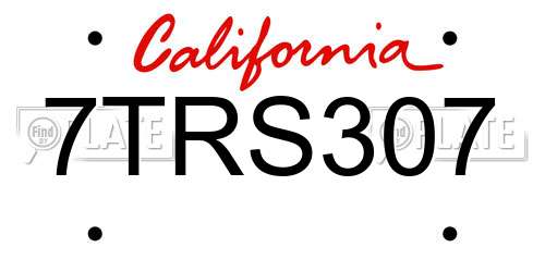7TRS307 California License Plate