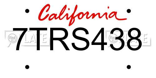 7TRS438 California License Plate