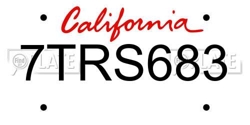 7TRS683 California License Plate