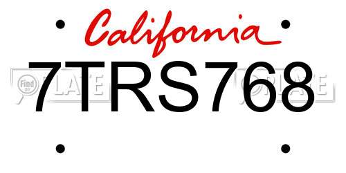 7TRS768 California License Plate