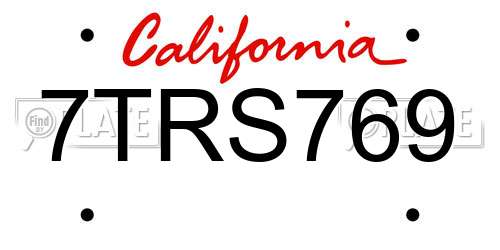 7TRS769 California License Plate