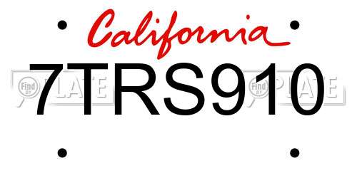 7TRS910 California License Plate