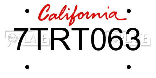 7TRT063 California License Plate