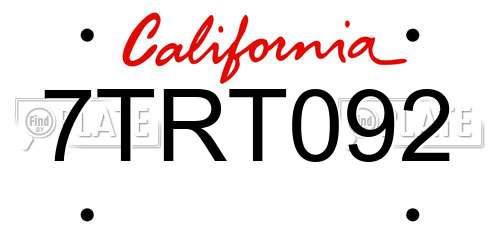 7TRT092 California License Plate